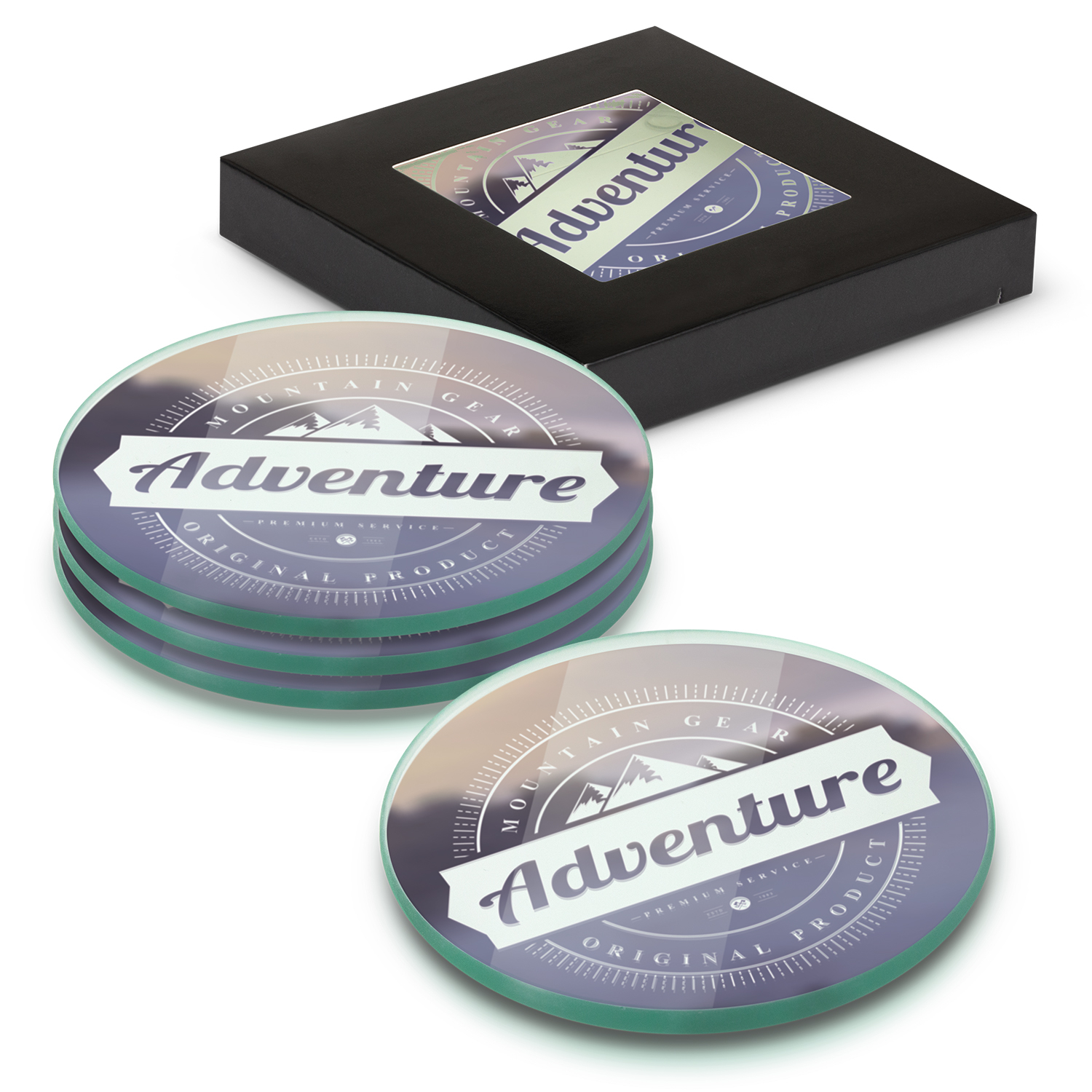 Venice Glass Coaster - Set of 4 - Round - Full Colour