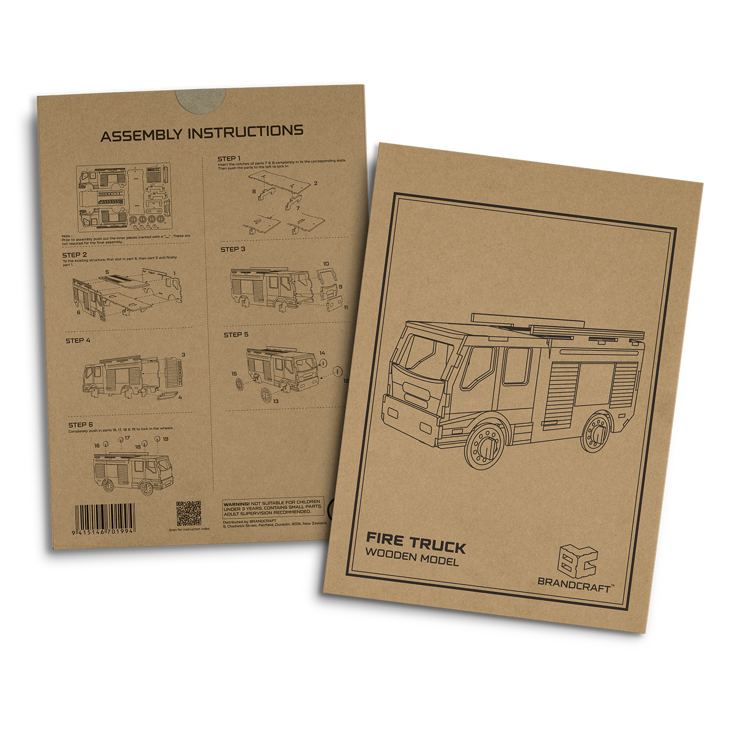 BRANDCRAFT Fire Truck Wooden Model