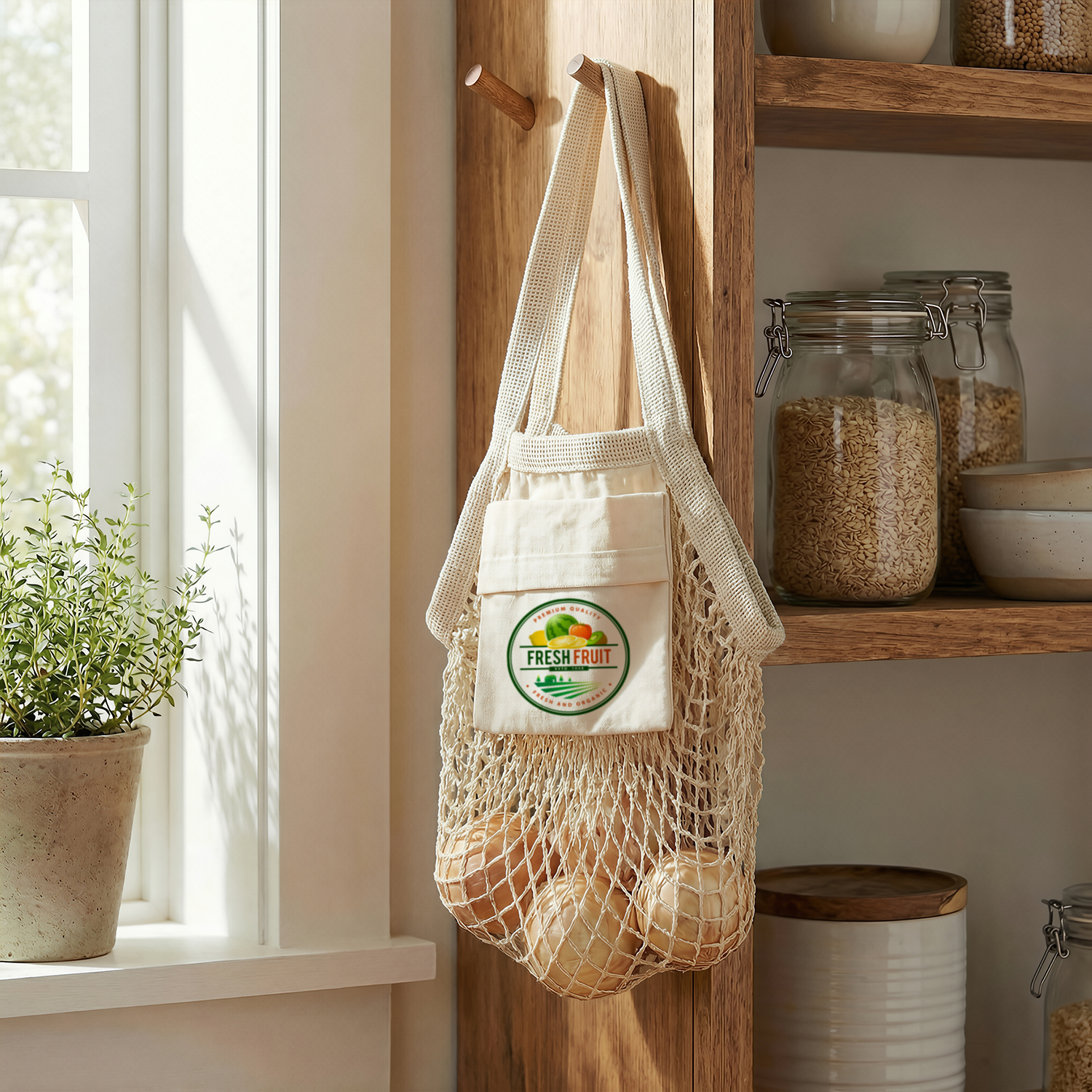 Cotton Mesh Foldaway Tote Bag - Small